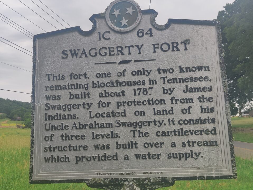 Historic marker for Swaggerty Fort
