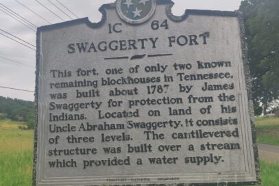 Historic marker for Swaggerty Fort